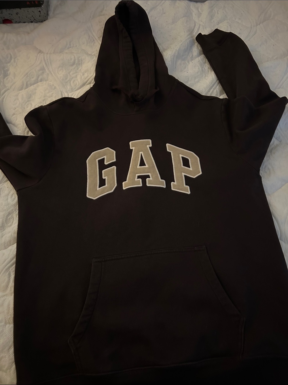 GAP Kids Dark Brown Hoodie with Cream Logo